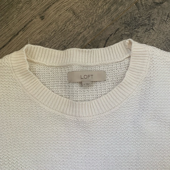 LOFT Cream Scoop Neck Sweater Size M - Picture 3 of 3